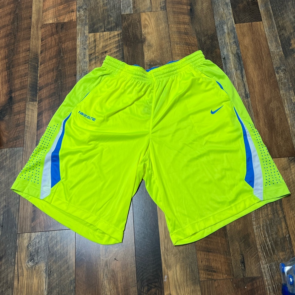 Nike Men's Bright Yellow and Blue Athletic Shorts